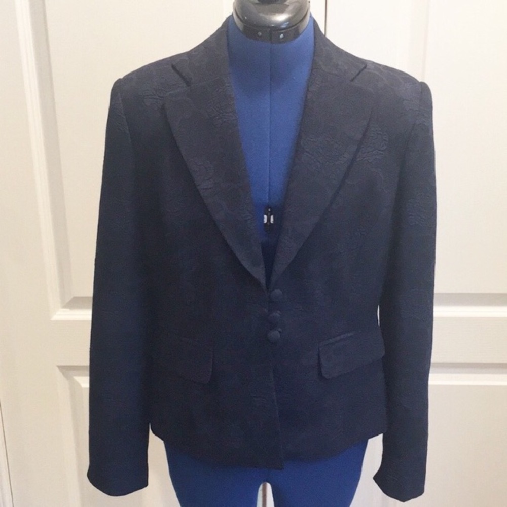 Stanley Blacker 14P dark navy brocade blaz…